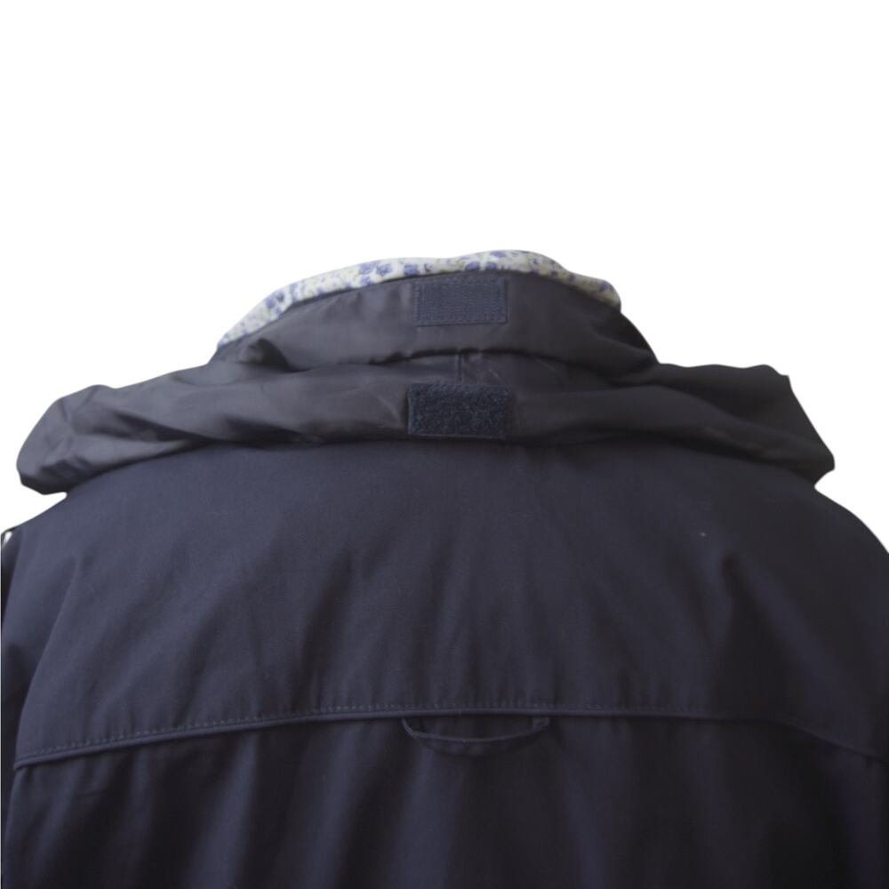 Blair 2XL Navy Rain Jacket Hidden Hood Floral Trim - Picture 13 of 16